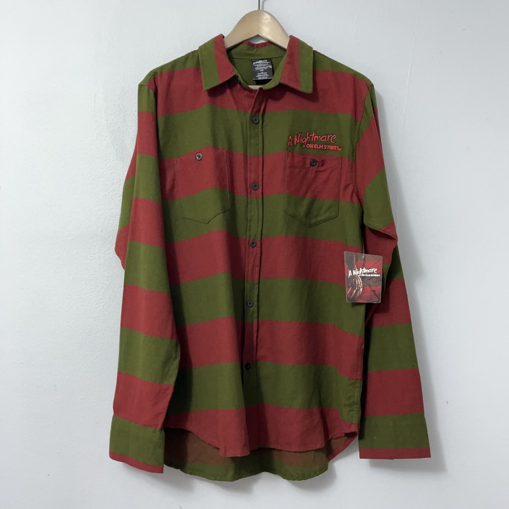 A Nightmare on Elm Street Flannel Shirt Men Large Striped New with Tag